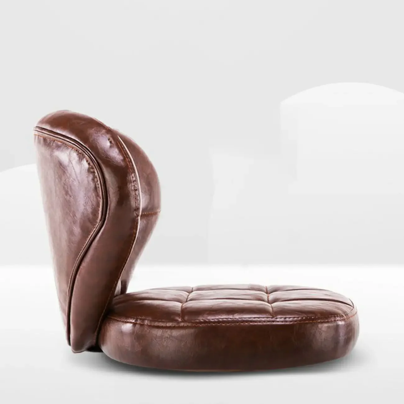 Modern Square Tufted Faux Leather Adjustable Swivel Bar Stools