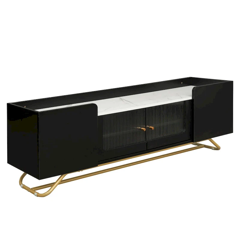 TV Console Table with Gold Frame Base