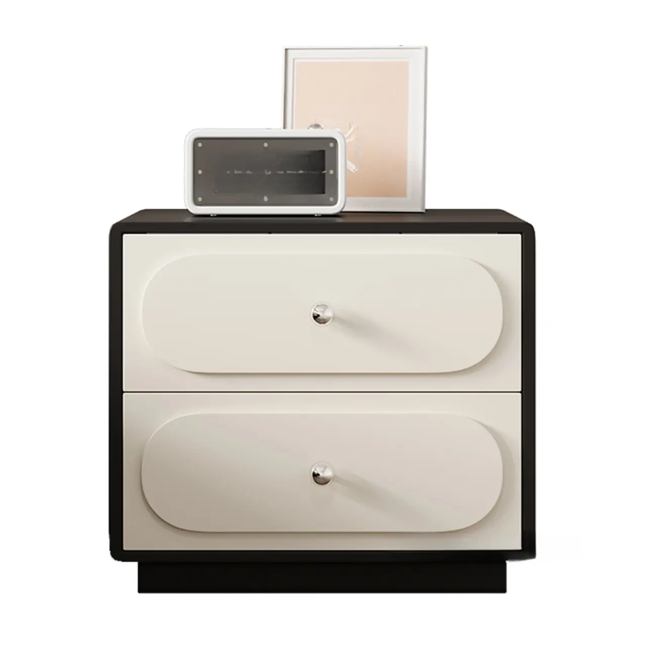 Modern Leather Top Wooden 2 Drawer Nightstand