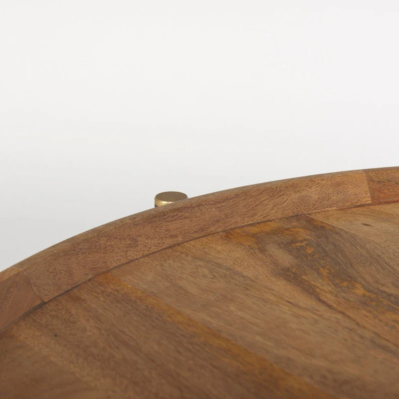 Marquisa Medium Brown Solid Wood w/ Black Iron Frame 34 Round Coffee Table - 34L x 34W x 16.5H