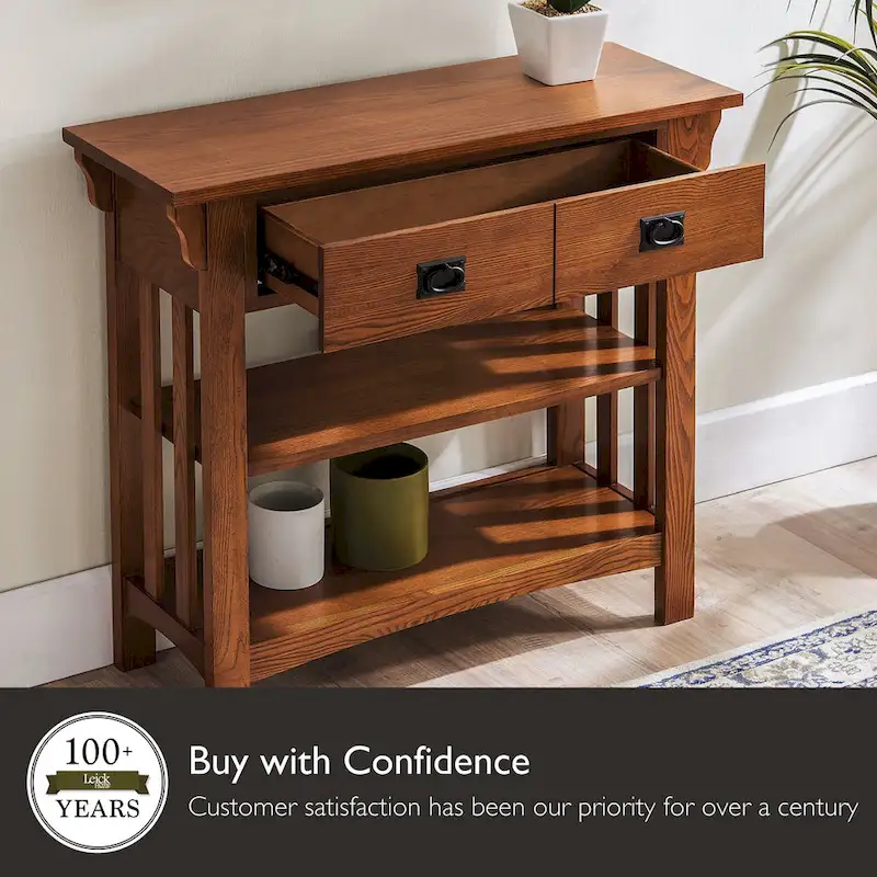 Leick Home Mission Bookcase Console Table with Drawers