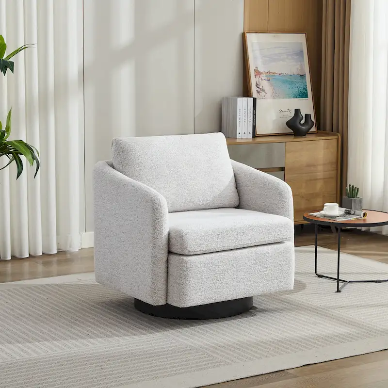 Chenille Swivel Accent Chair with Spring Cushion – 31.5