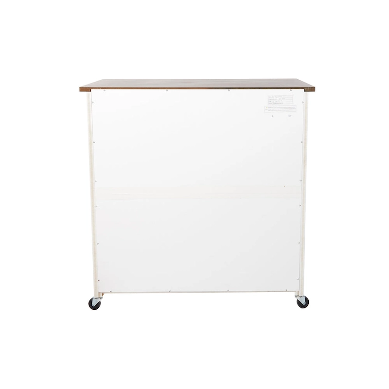 SEI Furniture Lankershim Modern Farmhouse White Wood Kitchen Cart