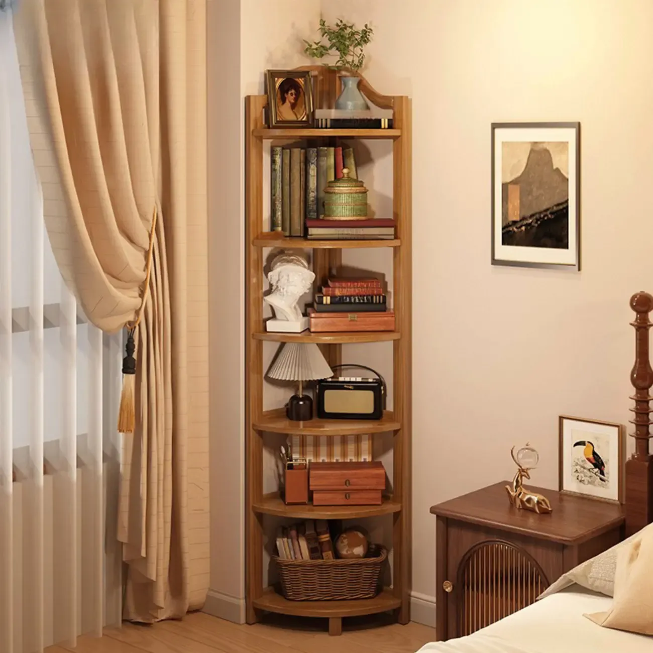 Modern Vertical Corner Bookshelves Open Back