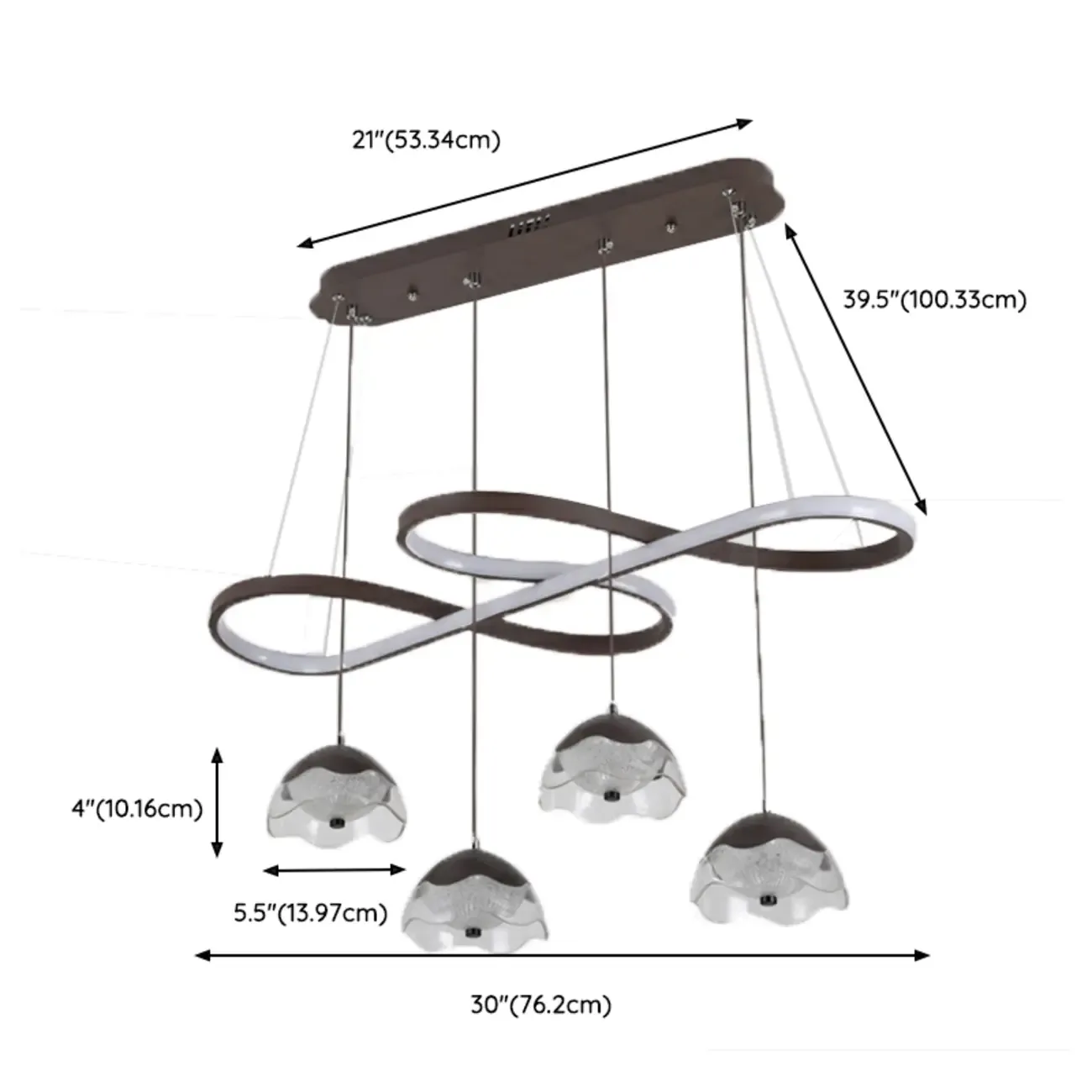 Adjustable 2 Tiers Black Metal 6-Light Dimming Pendant Light