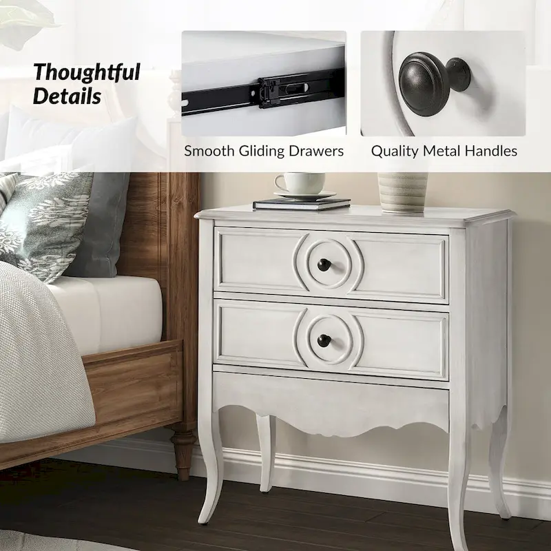 White 2-Drawer Storage Cabinet with Shelf