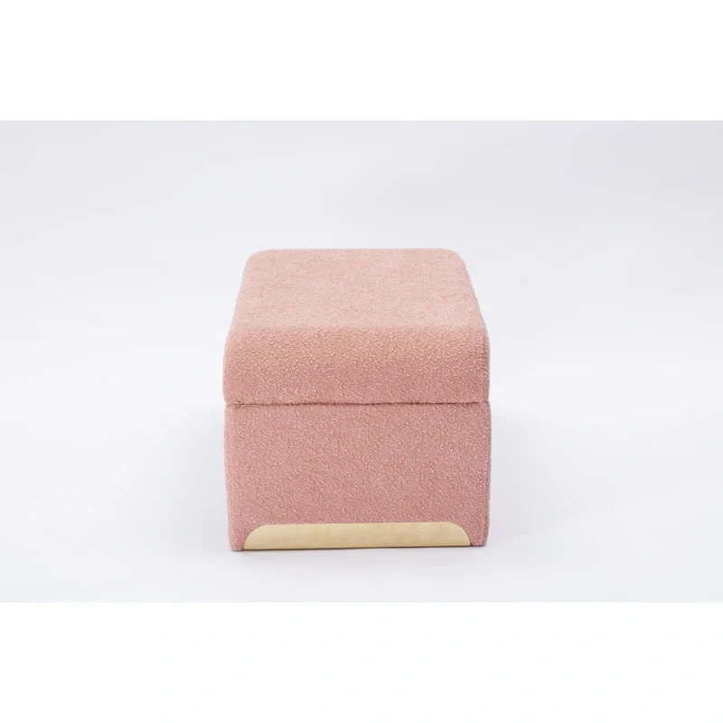 Modern New Boucle Fabric Loveseat Ottoman Footstool Bedroom Bench Shoe Bench With Gold Metal Legs