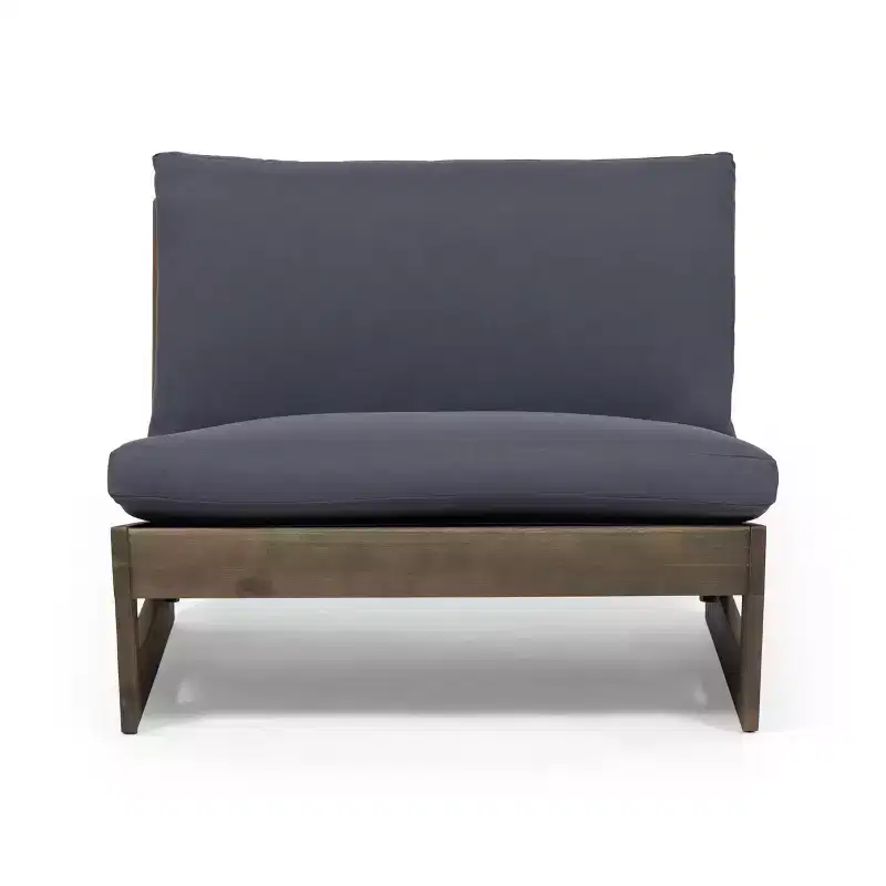 GDFStudio Emma Outdoor Acacia Wood Club Chair with Cushions