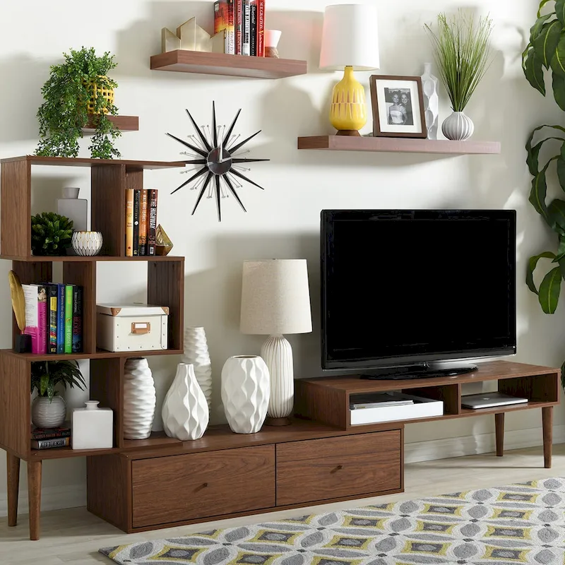 Carson Carrington Sakskobing Mid-century Medium Brown Wood TV Stand