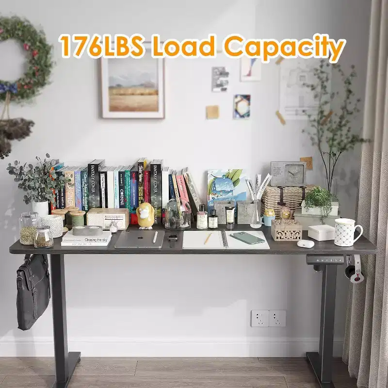 PexFix 55 x 24 Electric Standing Desk Walnut Desktop Height Adjustable Computer Desk Stand up Home Office Desk with Splice Board
