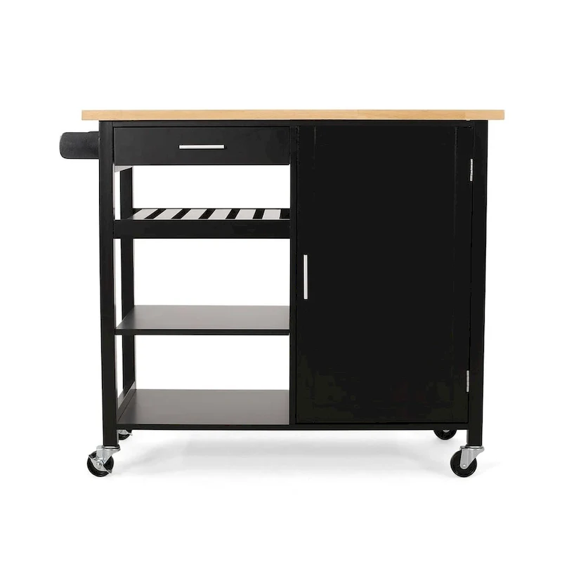 Modern Wooden Kitchen Cart with Wheels Drawer and Cabinet by Christopher Knight Home