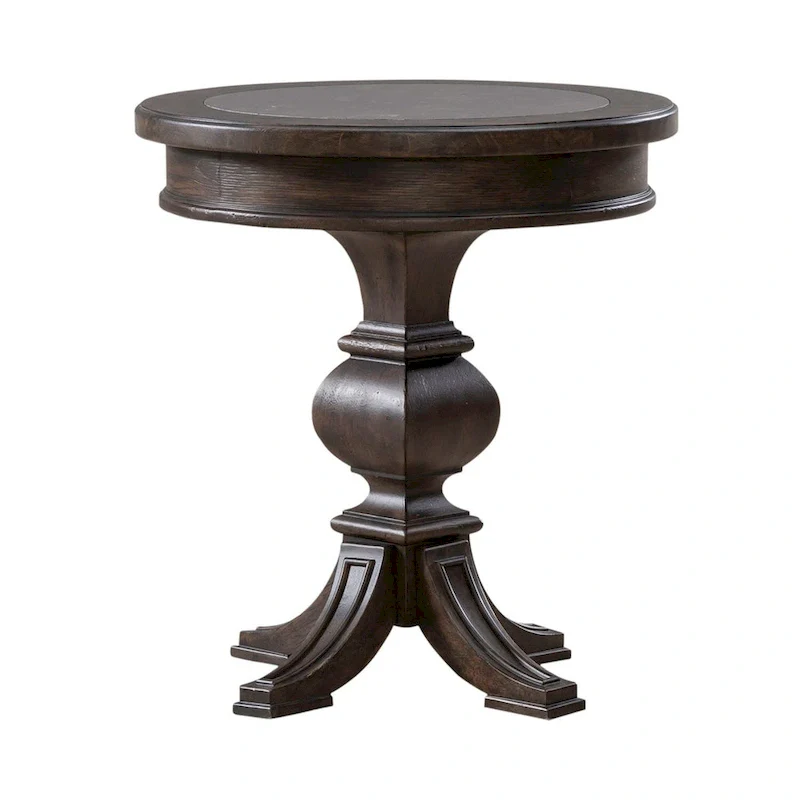 Paradise Valley Saddle Brown and Blue Stone Round Chairside Table
