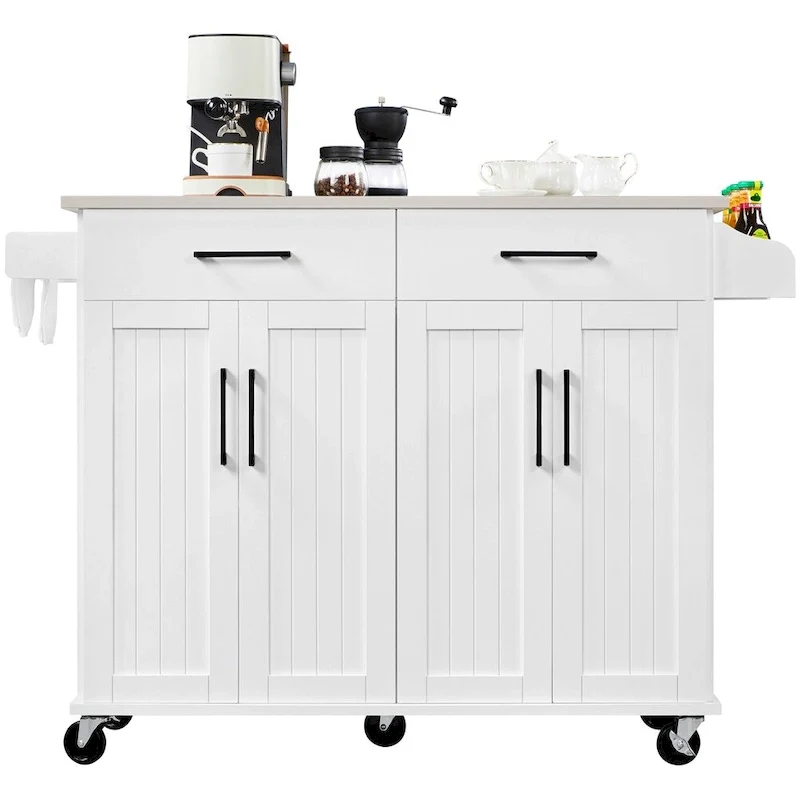 Yaheetech Large Kitchen Island Cart with Stainless steel tabletop