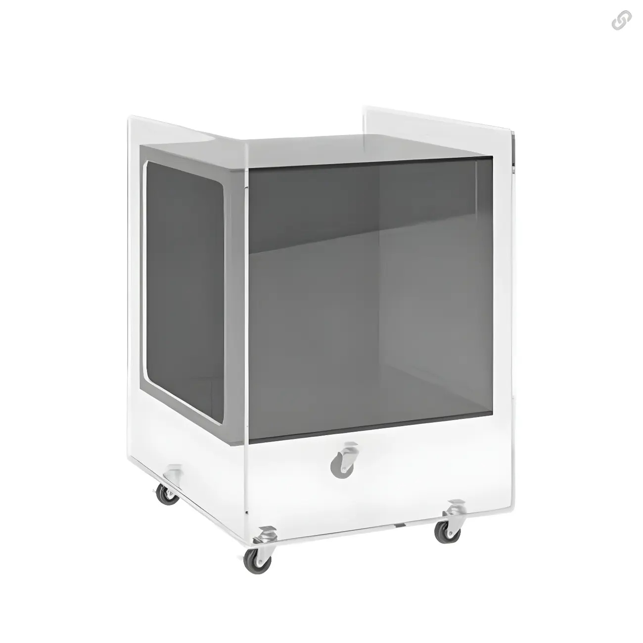 Modish Transparent Acrylic Nightstand with Open Shelf & Wheels