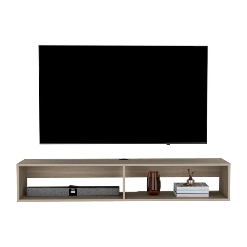 Modern TV Console Wall Mounted 59 Floating Media Stand with Shelves and Cable Management - 10.4H x 59.1W x 12.6D