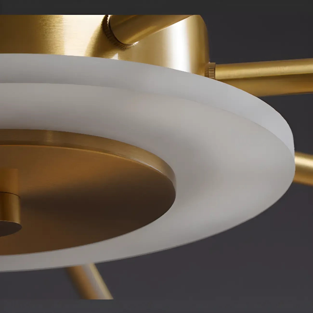 Gold Sputnik Crystal Semi Flush Dimmable LED Ceiling Light