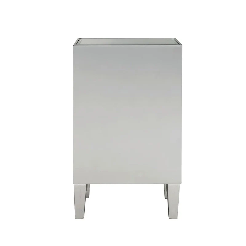 Mirrored 1-Drawer Nightstand with Wood Trim