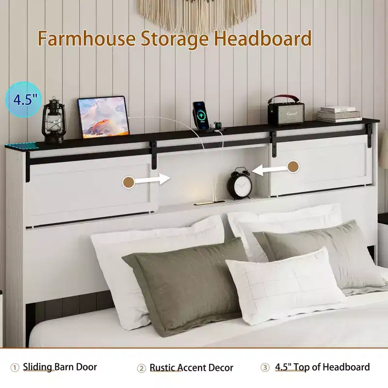 GDFStudio Mamba Modern Metal Bed Frame with Charging Station