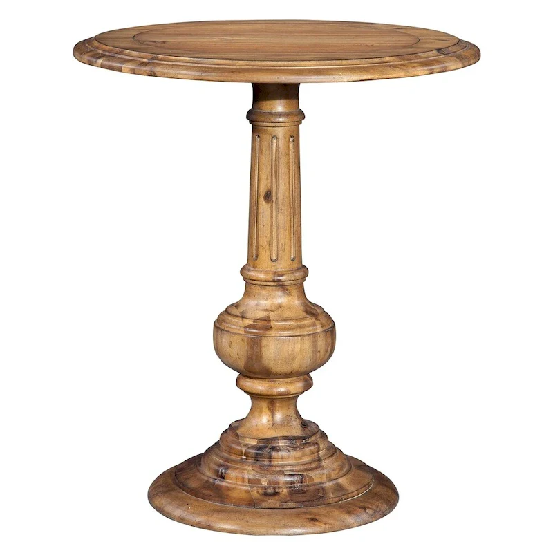 Modern-Vintage Style Slim Farmhouse Chic Occasional Round Chairside Accent Table