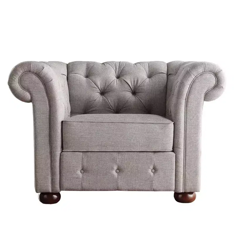 Cartia Linen Living Room Accent Chair - Grey - iNSPIRE Q