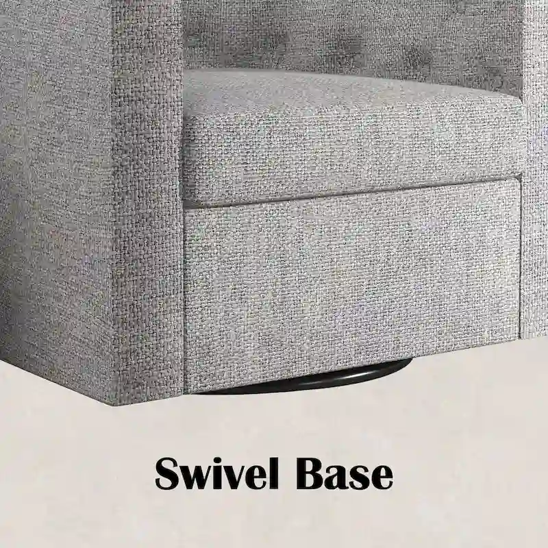 Swivel Cuddle Fabric Accent Chair with Button-Tufting