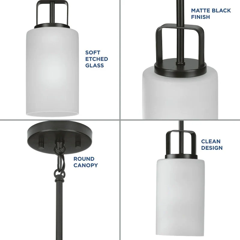League Collection One-Light Matte Black Farmhouse Mini-Pendant - 5 in x 5 in x 11 in