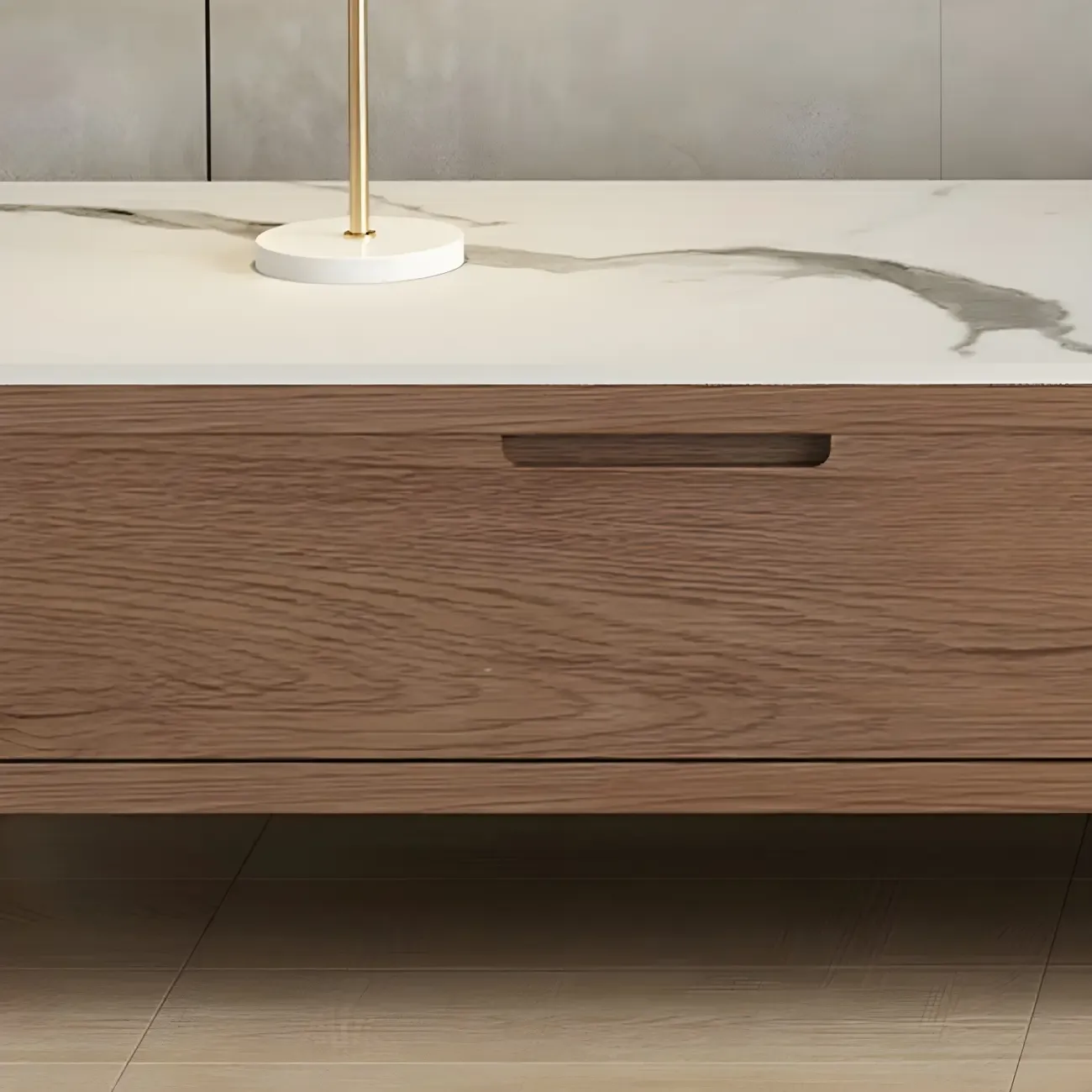 71 Brown Stone Top Cable Management TV Stand with Drawers