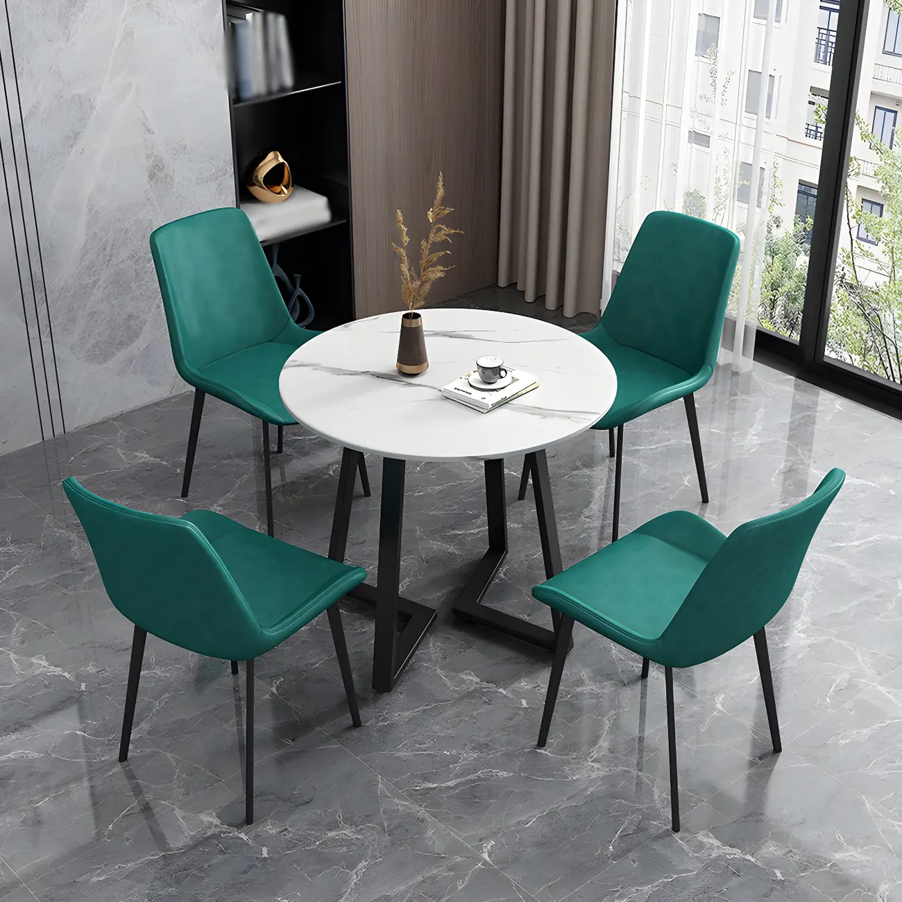 Sloped Armless Leather Upholstered Parsons Dining Chair