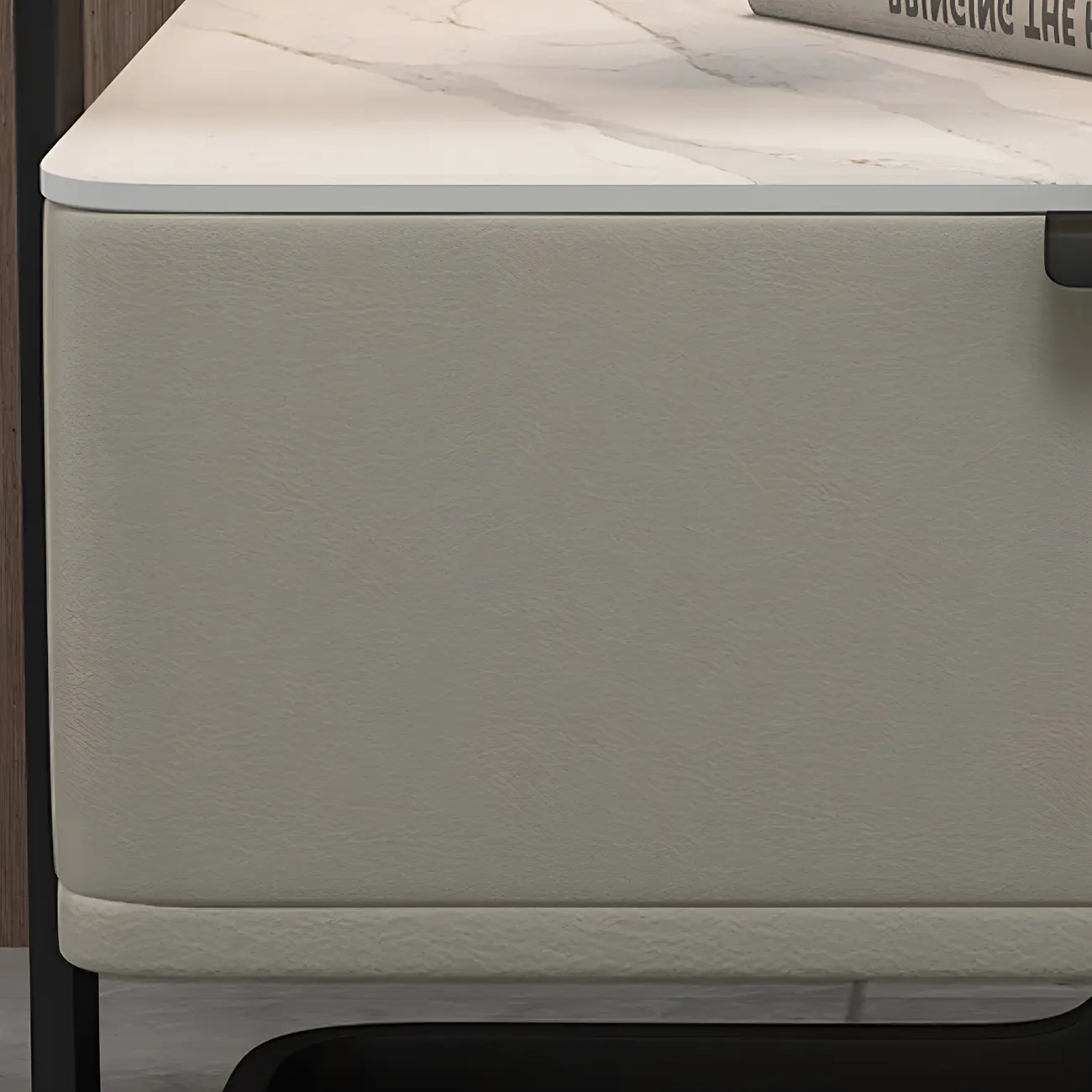 Modern Wood Nightstand with Glass Countertop and Drawer