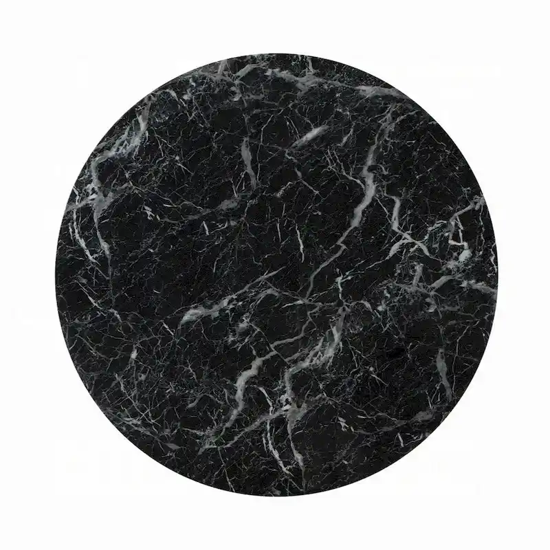 Dining Table, Pedestal Base, 48 Inch Round Black Faux Stone Top