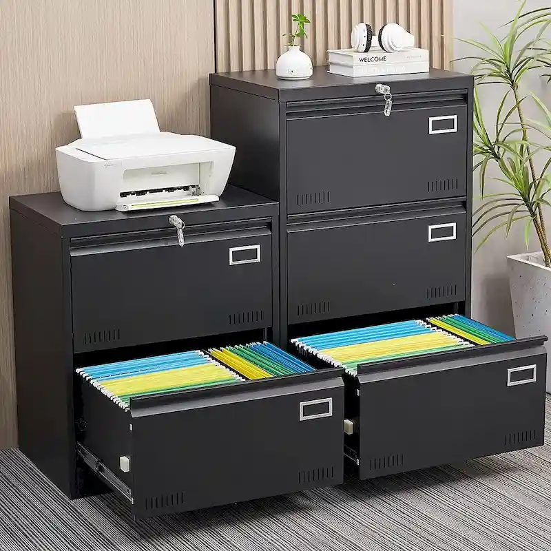 2 Drawer Metal Lateral File Cabinet with Lock