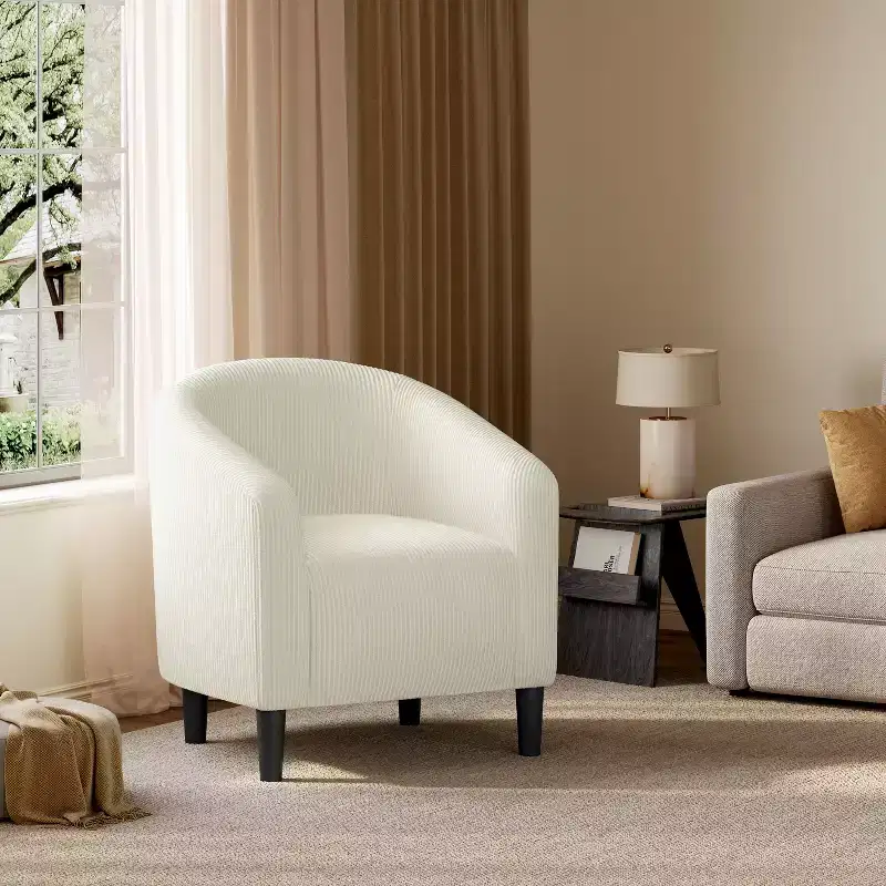 Yaheetech Upholstered Barrel Shaped Accent Chair Club Chair for Living Room