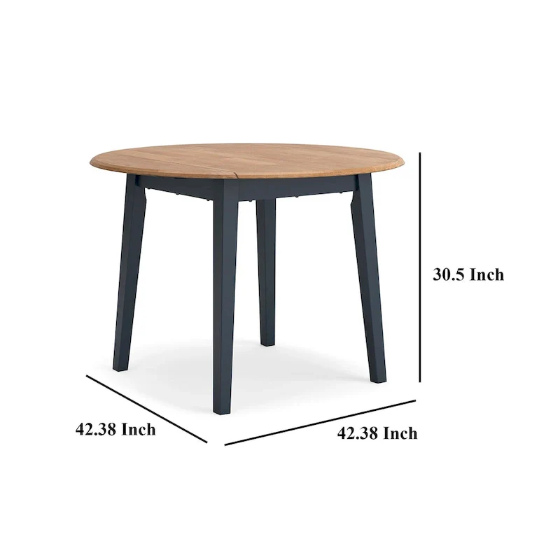 Gasy Dining Table, Extendable 26-42 Inch, Dark Blue, Wood, 2 Leaves
