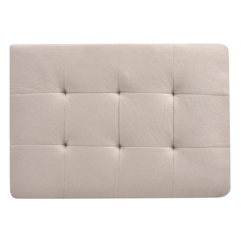 Rectangular Button-Tufted Microsuede Ottoman