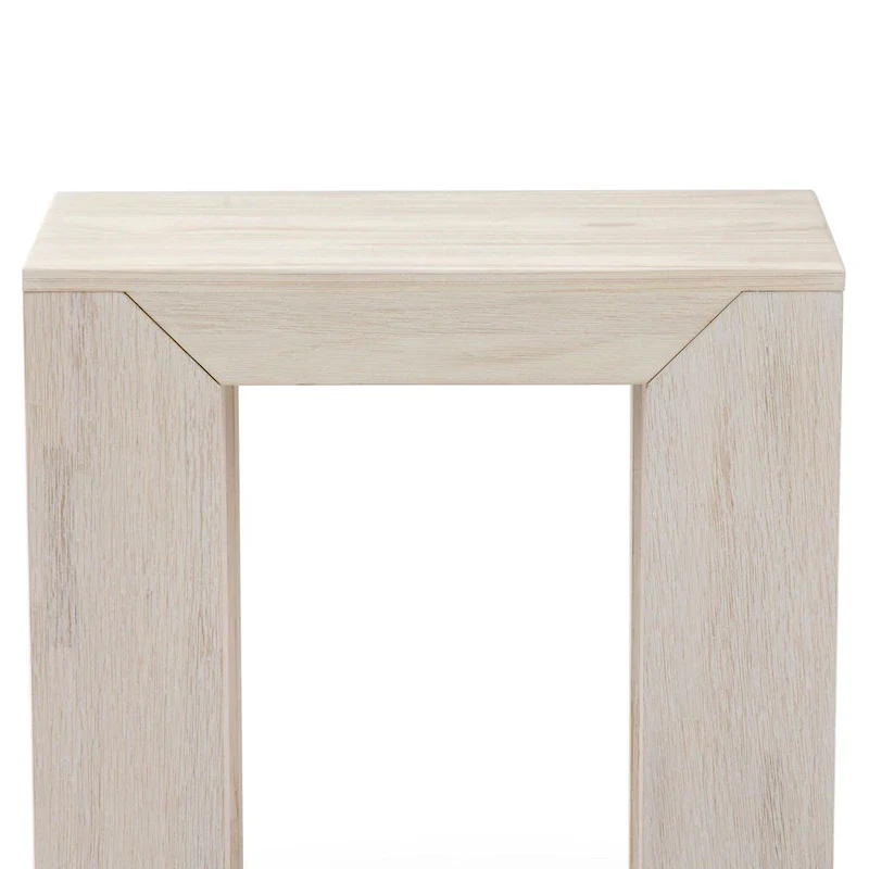 Natural Wood Rectangular Side Table with Bottom Shelf
