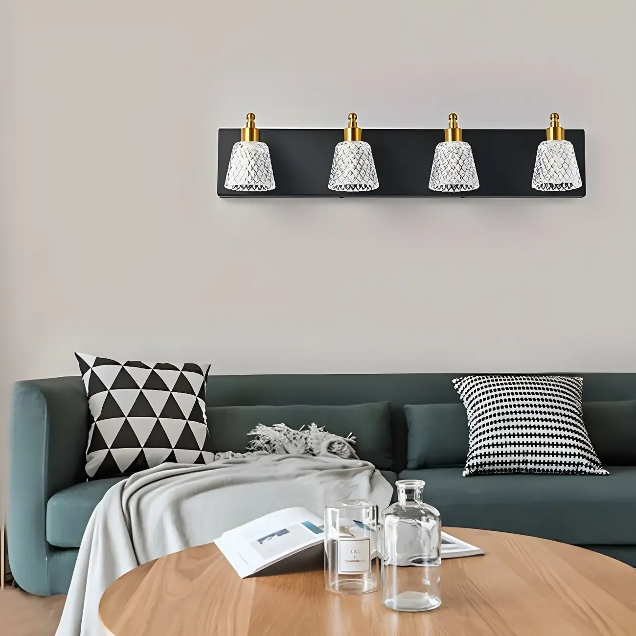 3-Light Modern Clear Glass Silver Bathroom Vanity Light