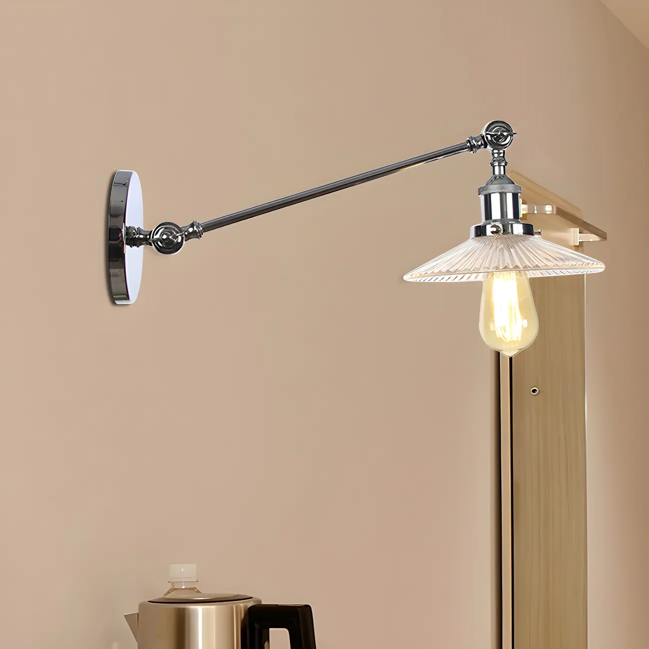 Industrial Adjustable Black Cone Shape Glass LED Wall Lamp