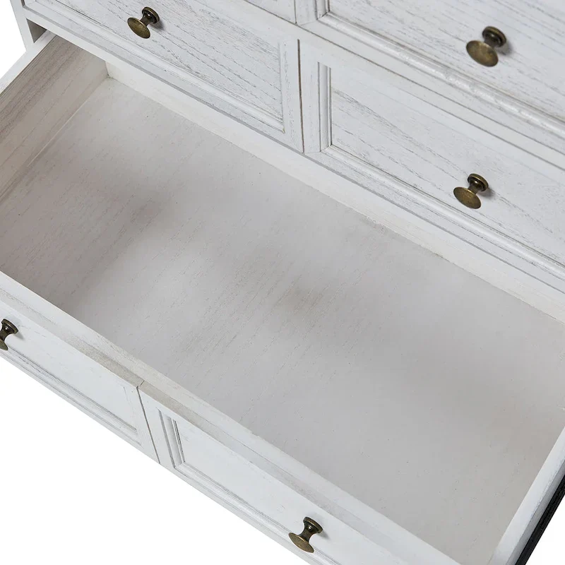 Distressed Farmhouse 3-Drawer Nightstand with Charging Station