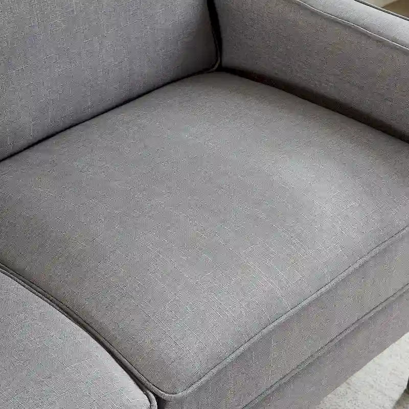 Snowhill 57W Modern Linen Loveseat, 2-Seater, Matte Black Metal Legs