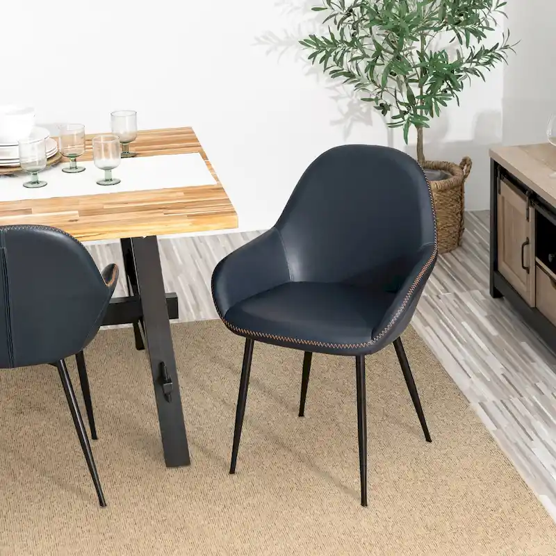 Glitzhome Set of 2/4/6 Mid-Century Modern Faux Leather Accent Dining Chairs