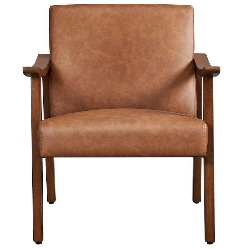 Upholstered Boucle Accent Chair with Solid Wood Legs