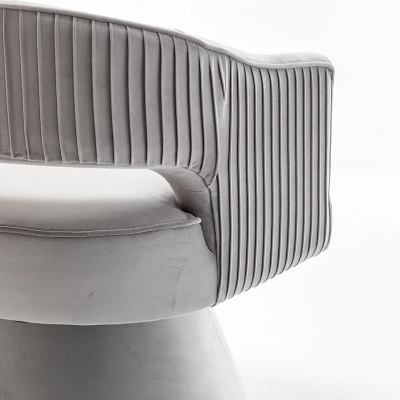 SEYNAR Modren Velvet Living Room Swivel Arm Barrel Chair with Tufted Back