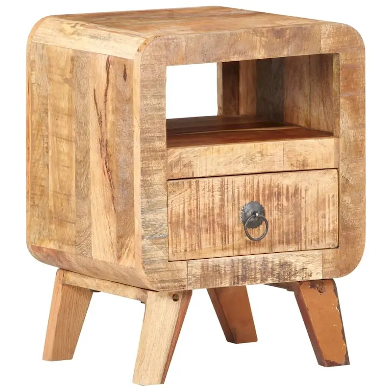 vidaXL Cabinet Nightstand Side End Table with Solid Wood Legs for Bedroom - 11.8 x 11.8 x 16.1