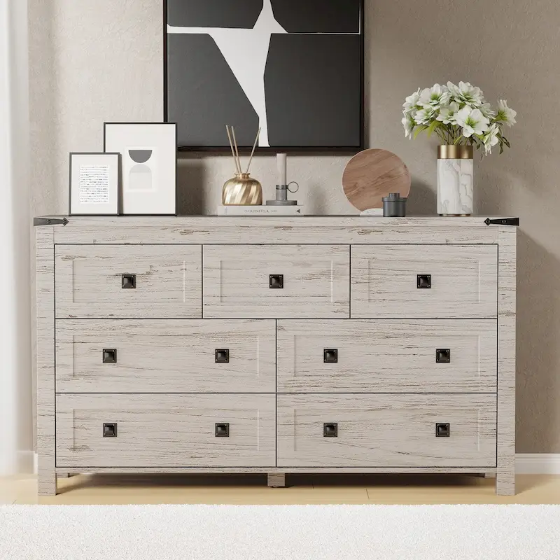 Rustic 7 Drawers Dresser, Wood Chest of Drawers, Dressers Organizer