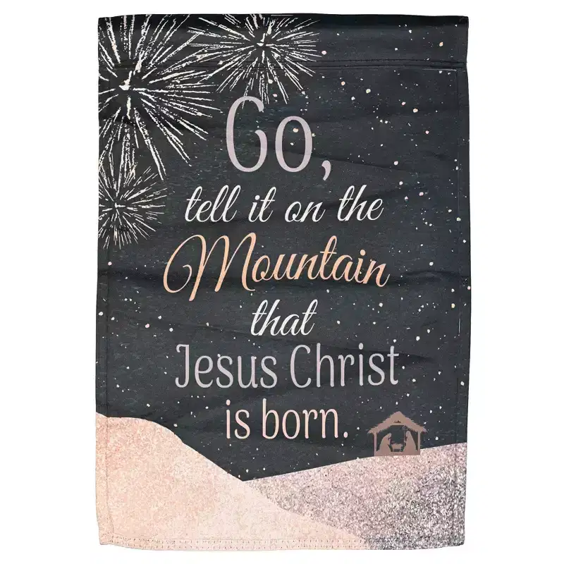 Dicksons Go Tell It On The Mountain Black and Gold Tone 18 x 13 Inch Christmas Outdoor Garden Flag