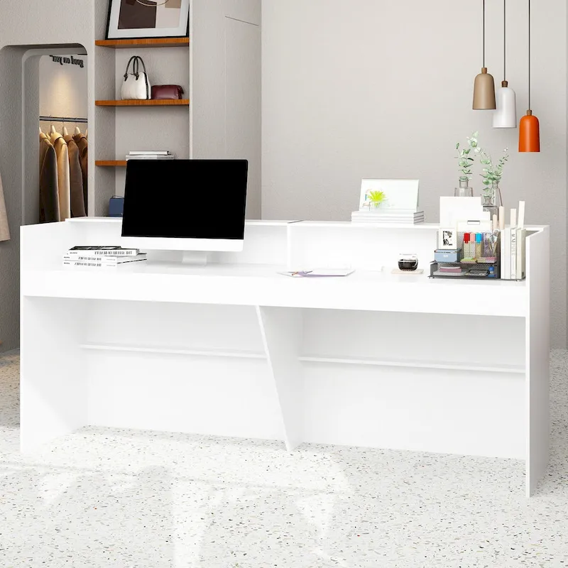 Reception Desk with Counter, Modern Front Desk Reception Room Table