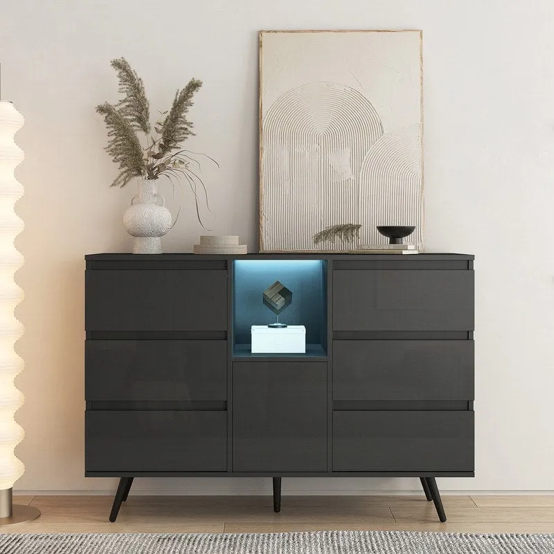 Sideboard Buffet Storage Cabinet with Led Light for Living Room