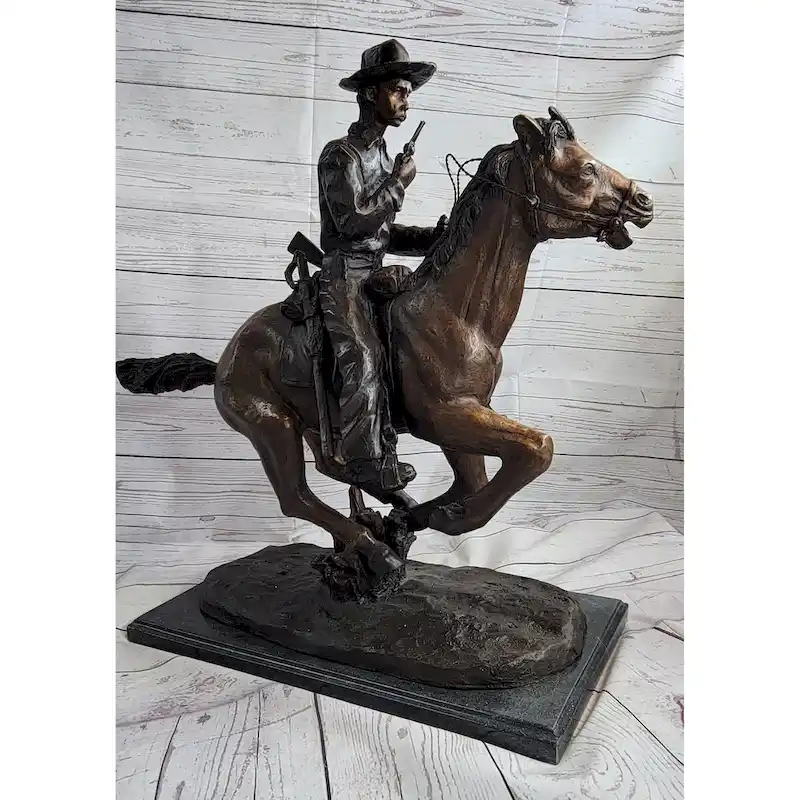 Trooper Of The Plains Frederic Remington Bronze Western Art Sculpture 22 Inches X 21 Inches