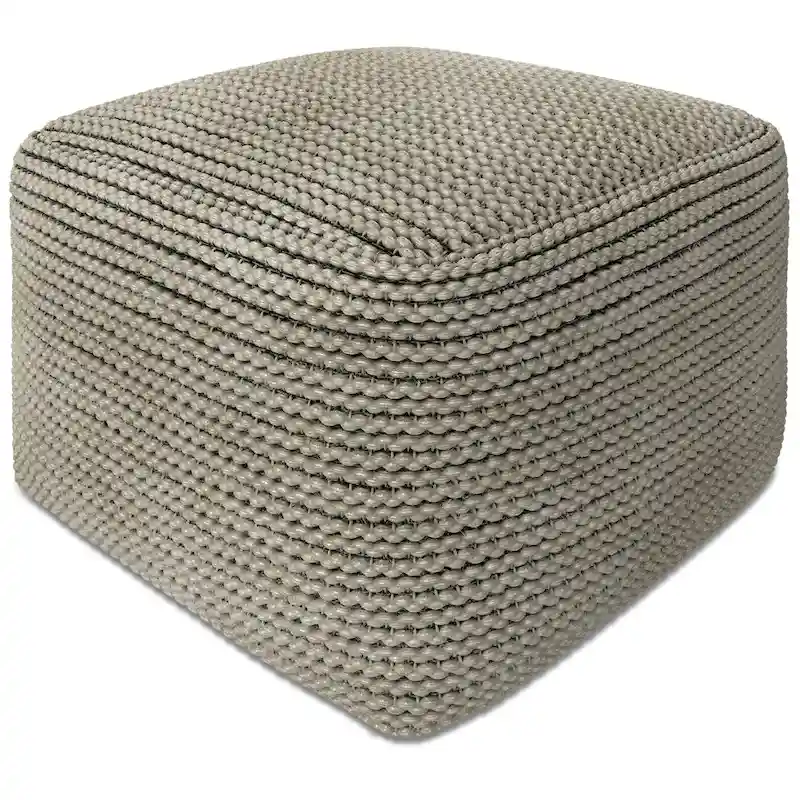 WYNDENHALL Bayhill Boho Square Pouf in Cream Polystyrene Filling