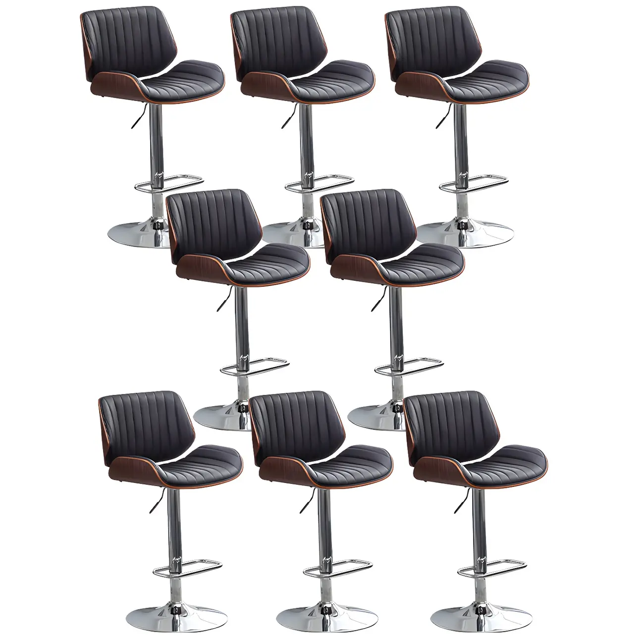 Elegant Wood Leather Red Swivel Adjustable Bar Stool